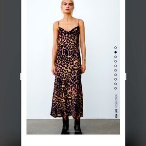 ZARA Satin effect print dress